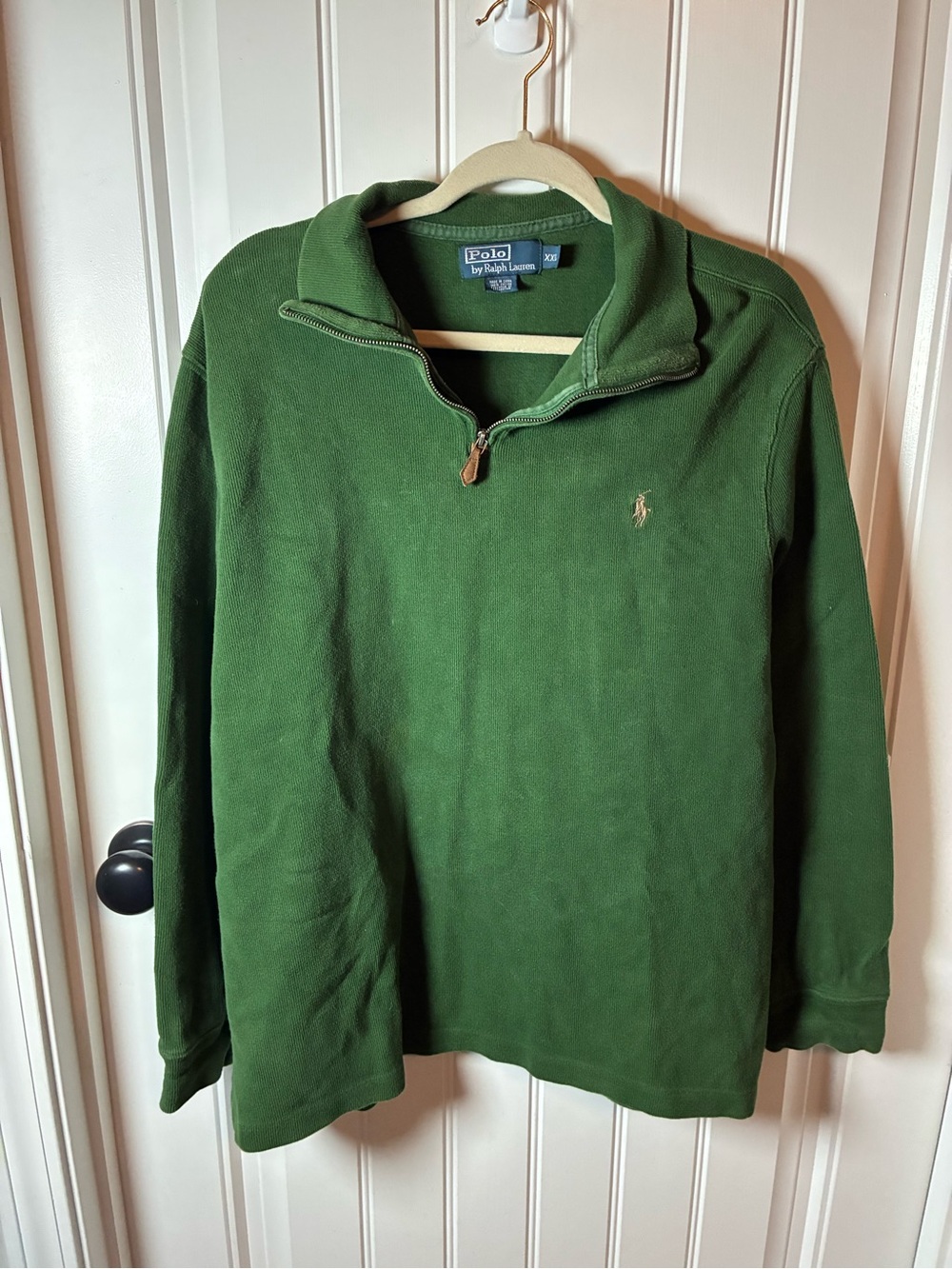 Polo by Ralph Lauren Forest Green V-Neck Quarter-Zip Sweater